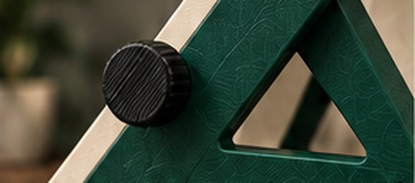 The adjustment knob on the green triangular side frame of a stand
